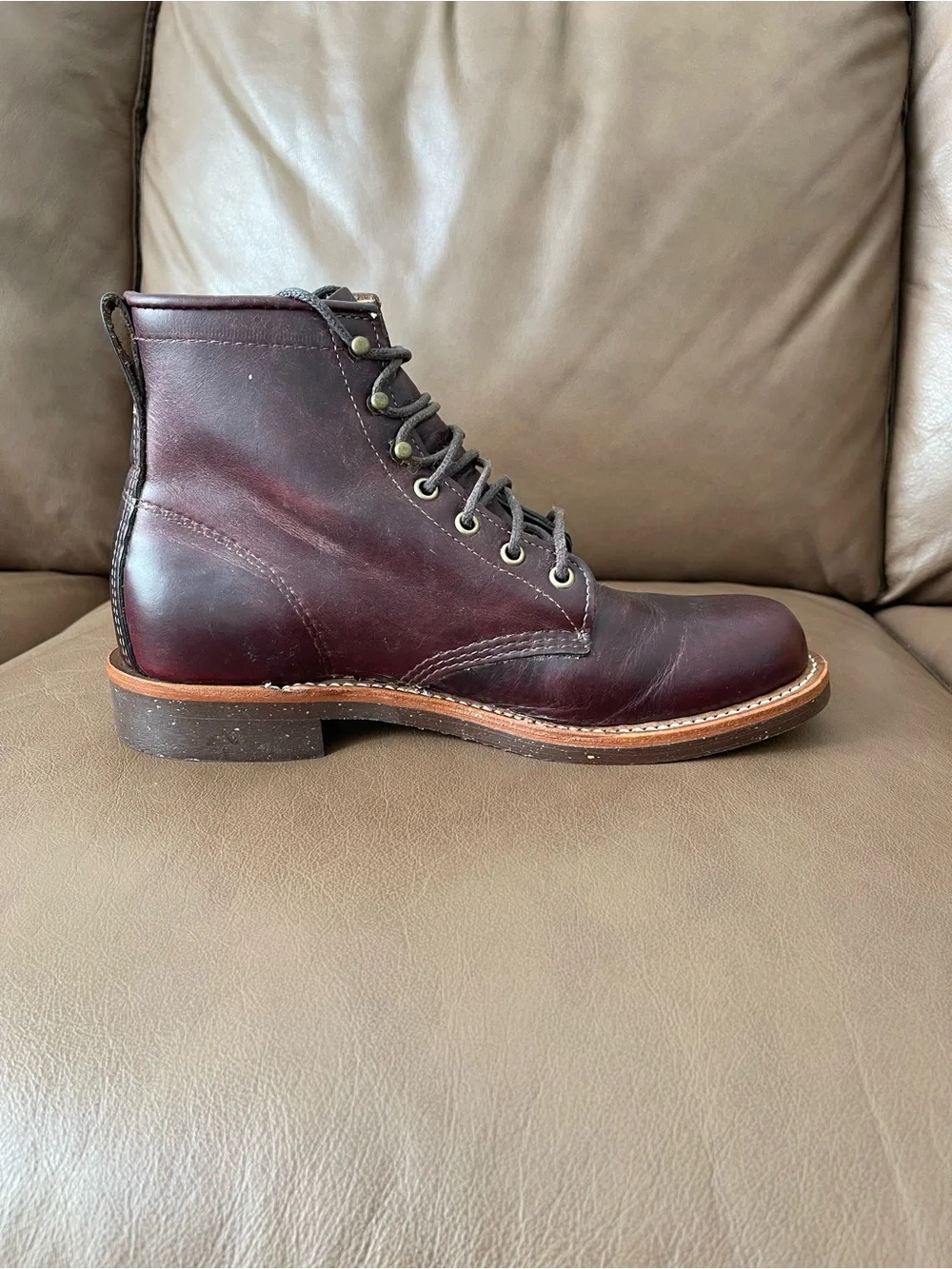 Chippewa Men's Leather Lace Up Boots Size 8.5 D Burgundy